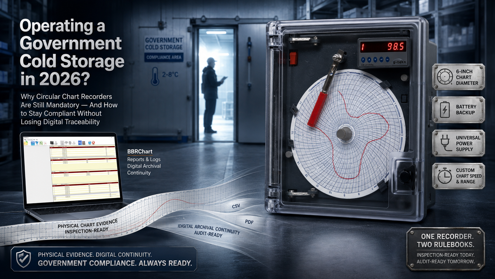circular chart recorder for cold storage