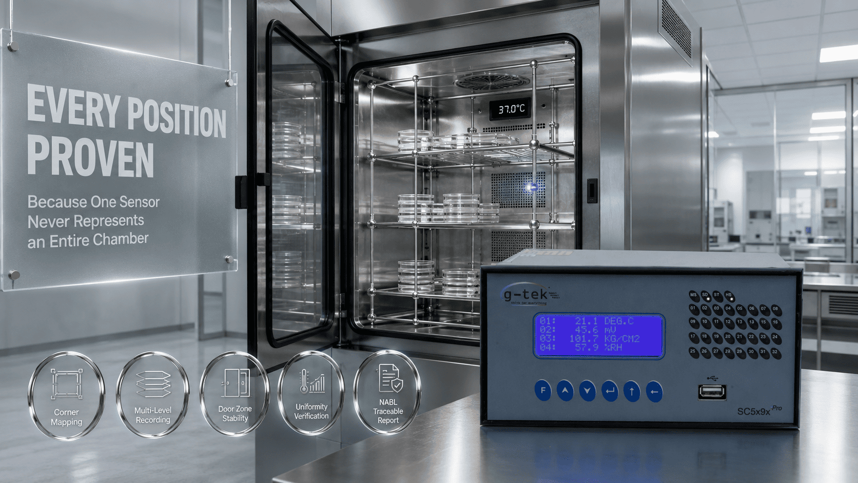Incubator temperature uniformity monitoring with multi-point recording