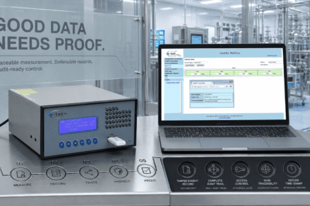 Audit-ready temperature monitoring system with audit trail and calibration traceability