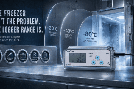 Ultra-low temperature data logger with external sensor for minus 80°C storage