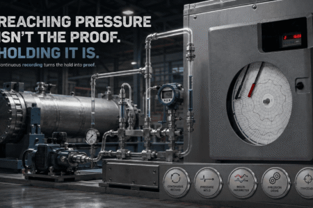 Hydrostatic test pressure recorder showing continuous pressure hold