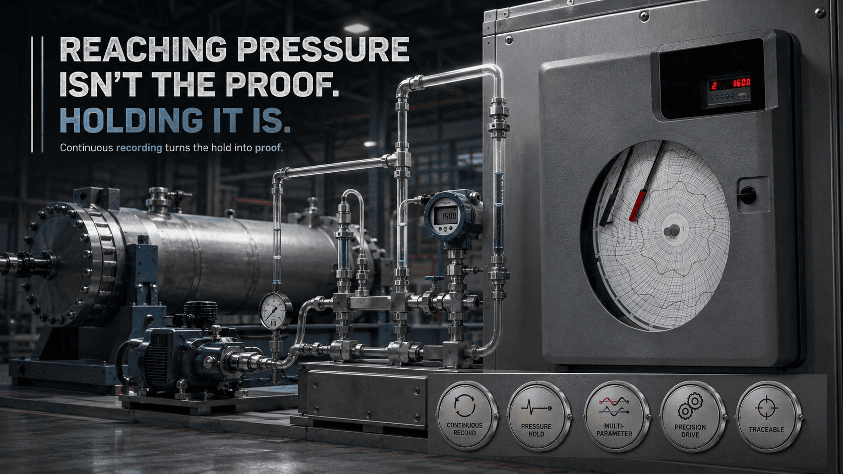 Hydrostatic test pressure recorder showing continuous pressure hold