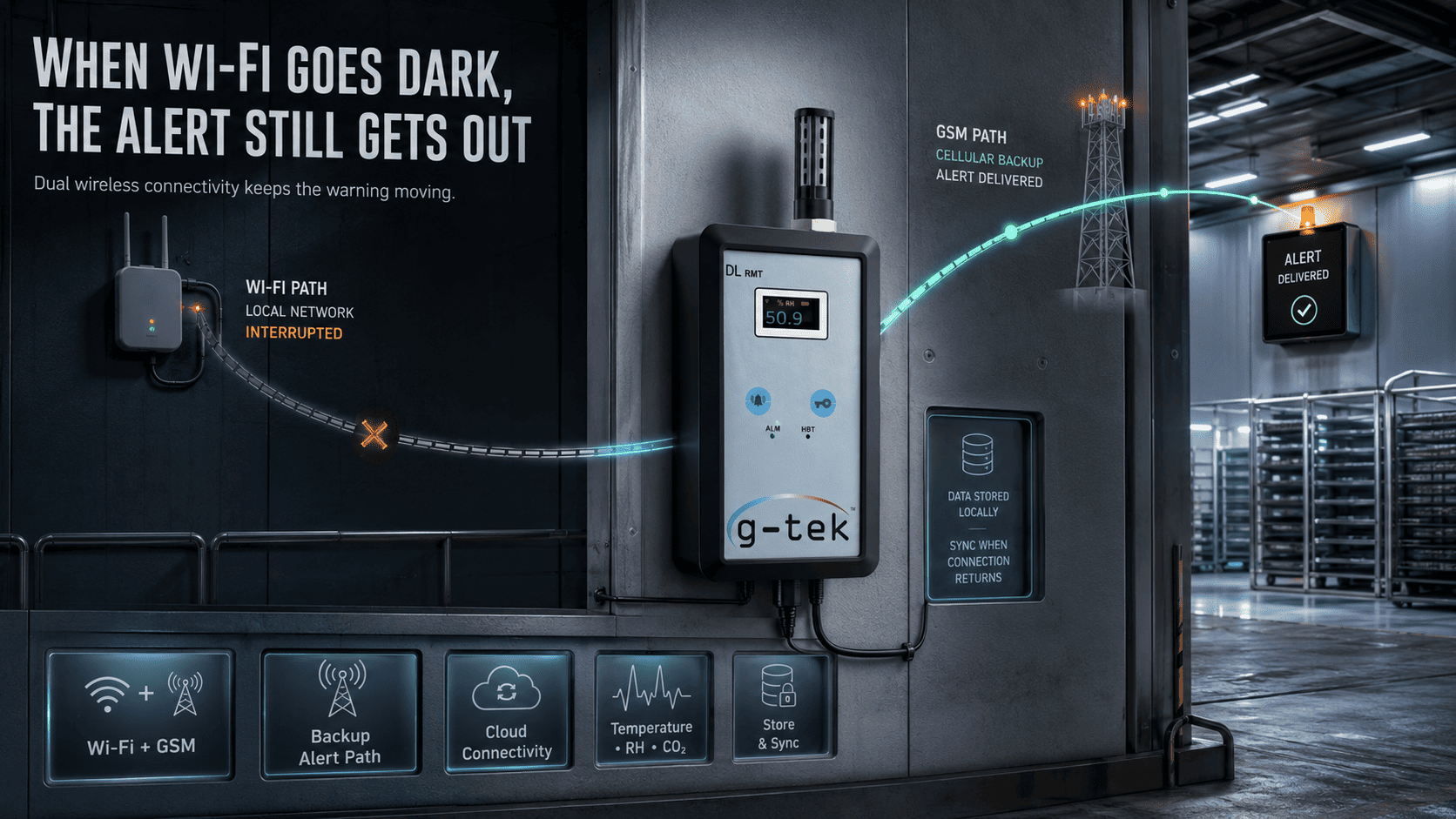 Wireless IoT temperature logger with Wi-Fi and GSM connectivity