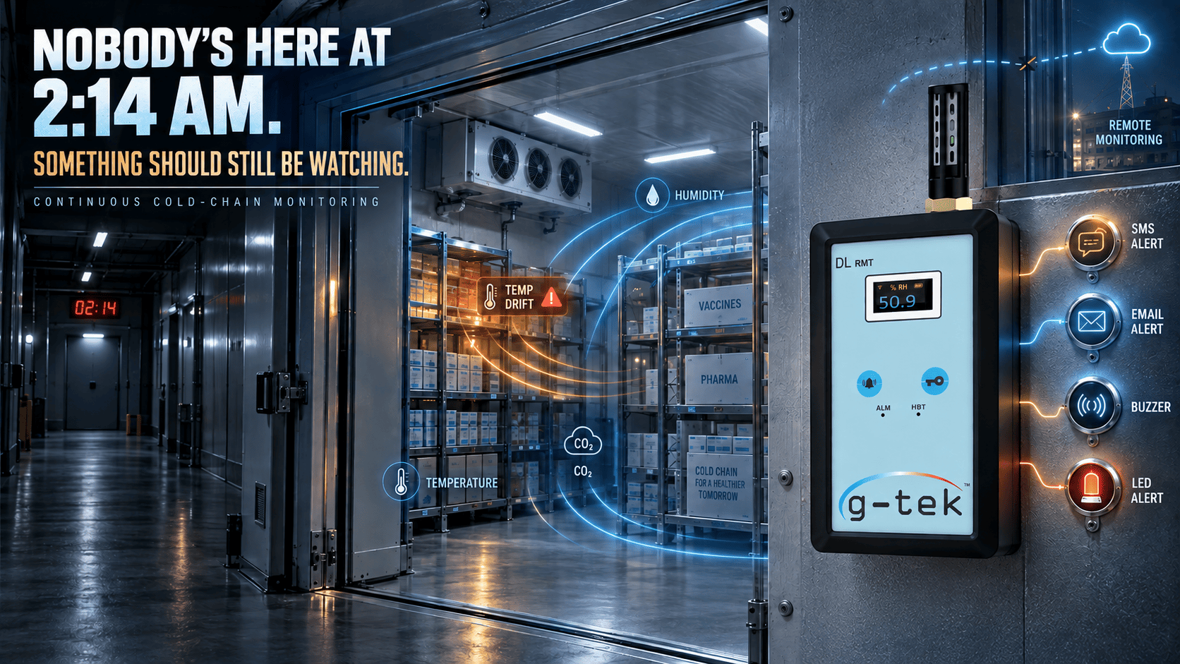 IoT monitoring device in an unattended cold room