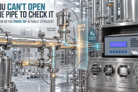 SIP sterilization temperature mapping at a pipe dead leg